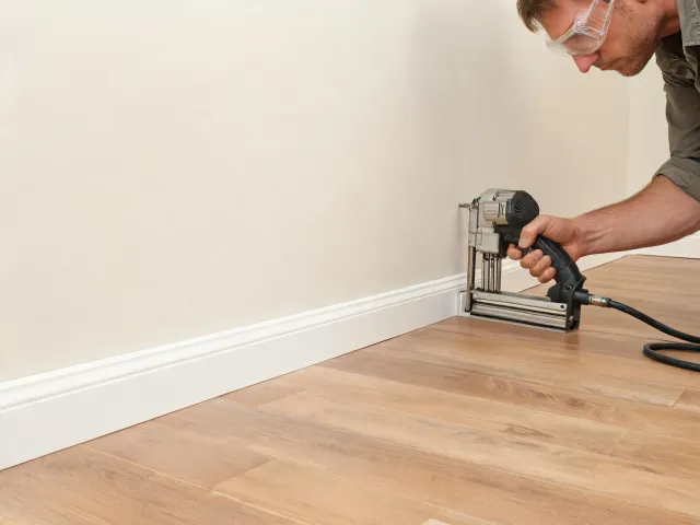 Finish nailer installing trim