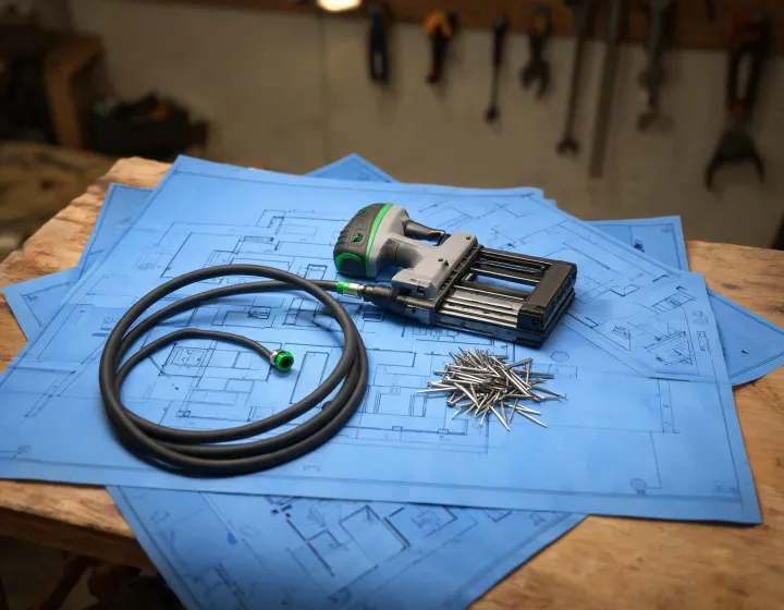 Bostitch tools arranged across construction repair and workshop use cases